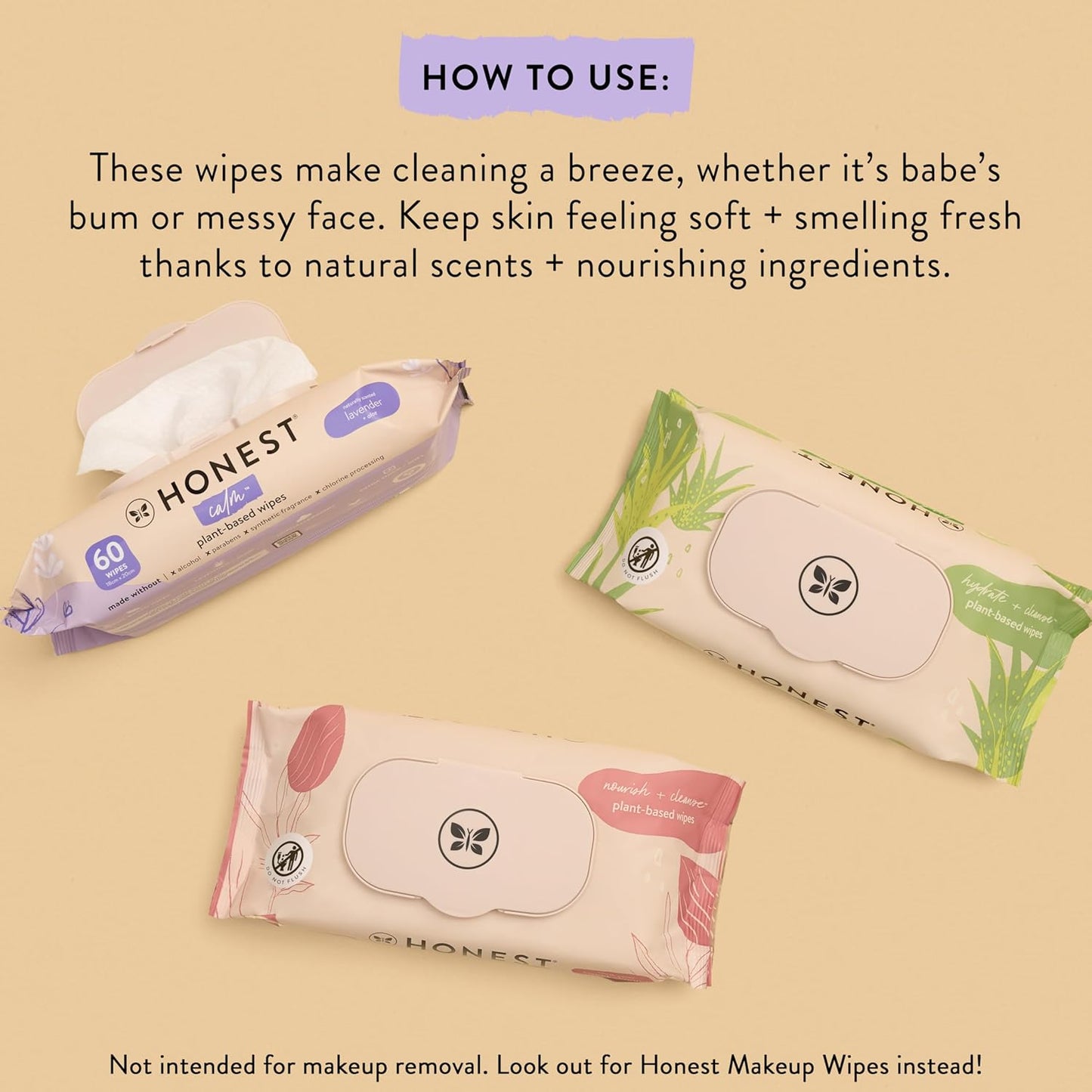 The Honest Company Calm and Cleanse Naturally Scented Wipes Cleansing Multi-Tasking Wipes 99% Water