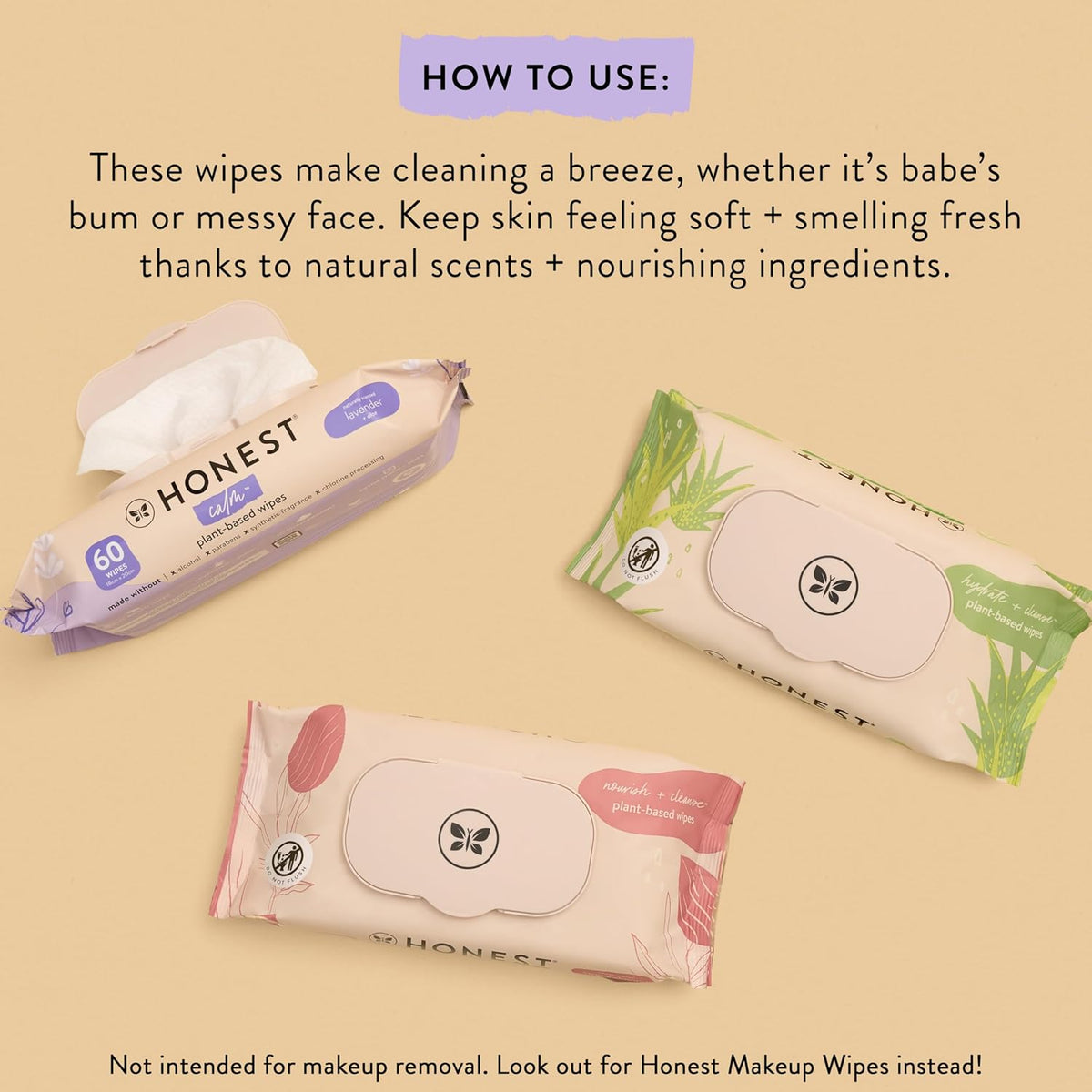 The Honest Company Calm and Cleanse Naturally Scented Wipes Cleansing Multi-Tasking Wipes 99% Water