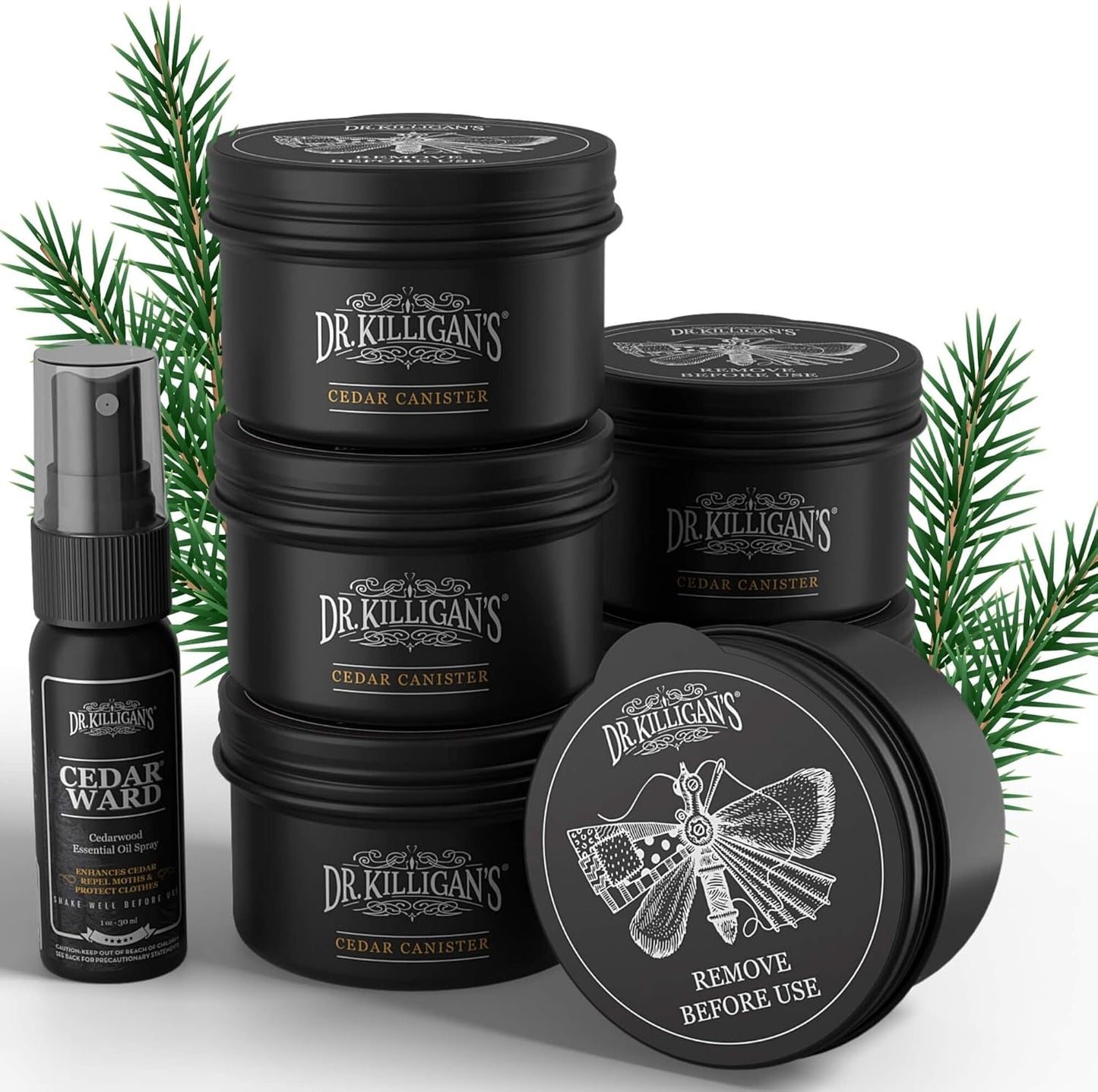 Dr. Killigan's Cedarwood Chip Canisters - Moth Repellent for Closets, Cedar Blocks for Clothes