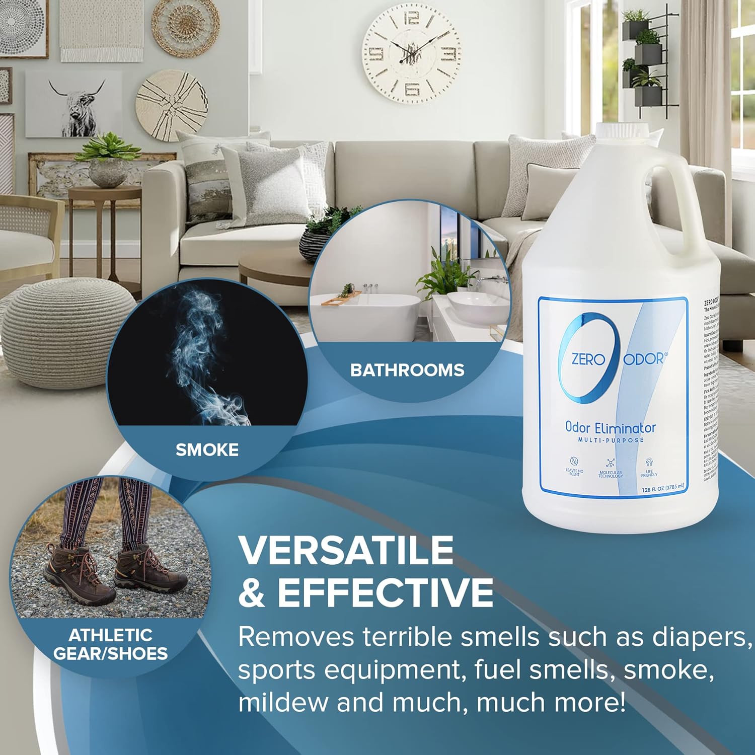 Zero Odor - Multi-Purpose Strong Odor Eliminator for Home, Office, Car, Bathroom, Hotel, Room
