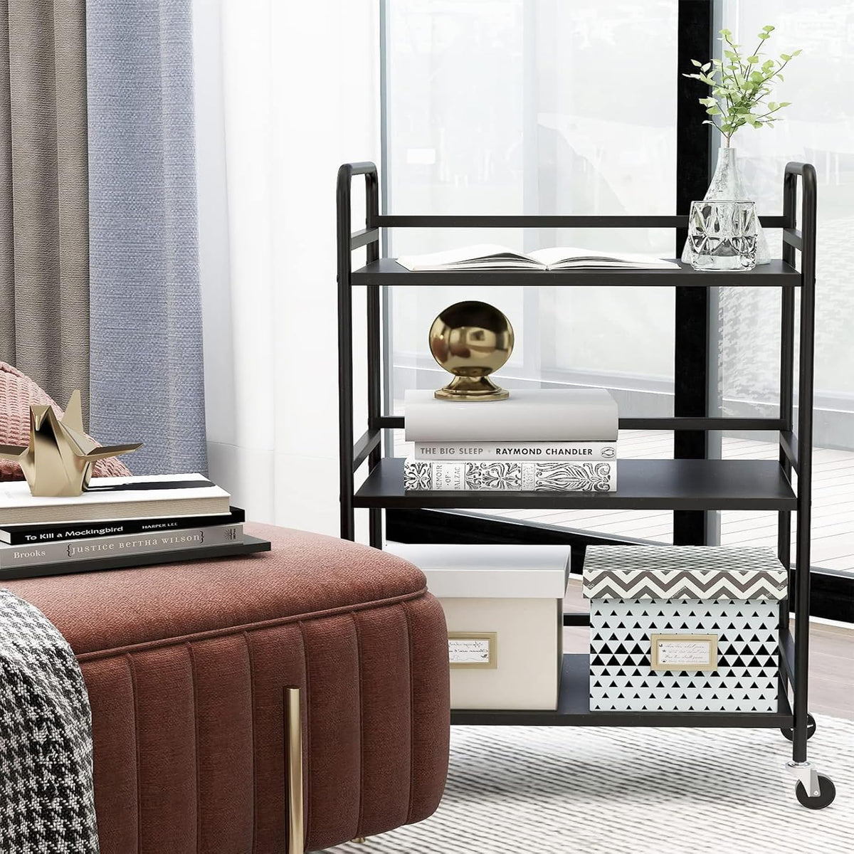 HDANI 3 Tier Metal Utility Multipurpose Rolling Cart,Large Capacity Heavy Duty Cart with Lockable