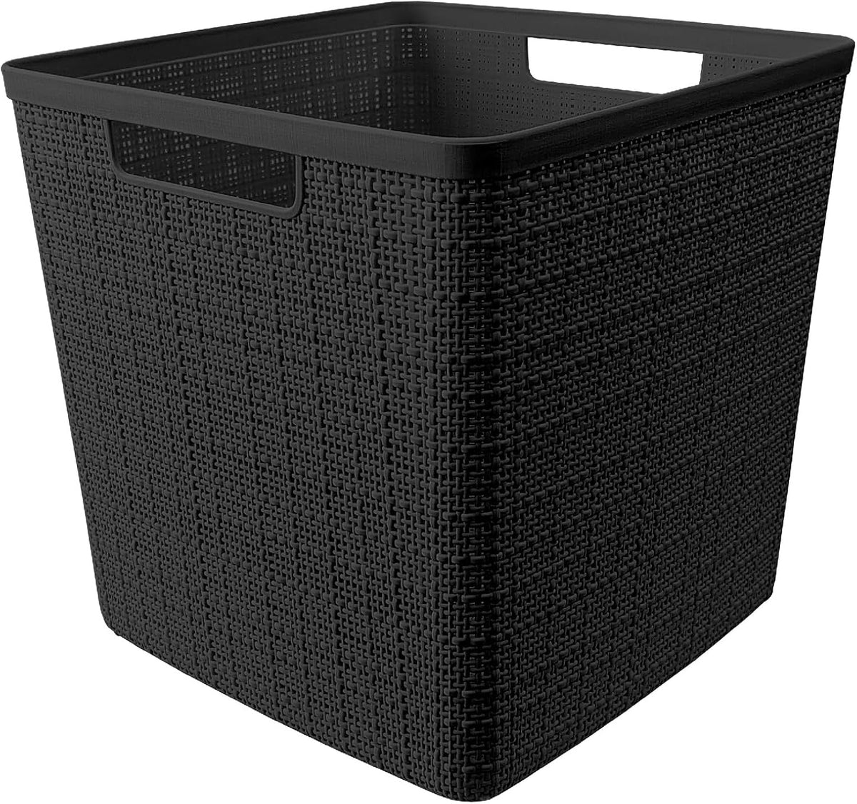 Curver Set of 4 Jute Large Cube Decorative Plastic Organization and Storage Baskets, Perfect Bins
