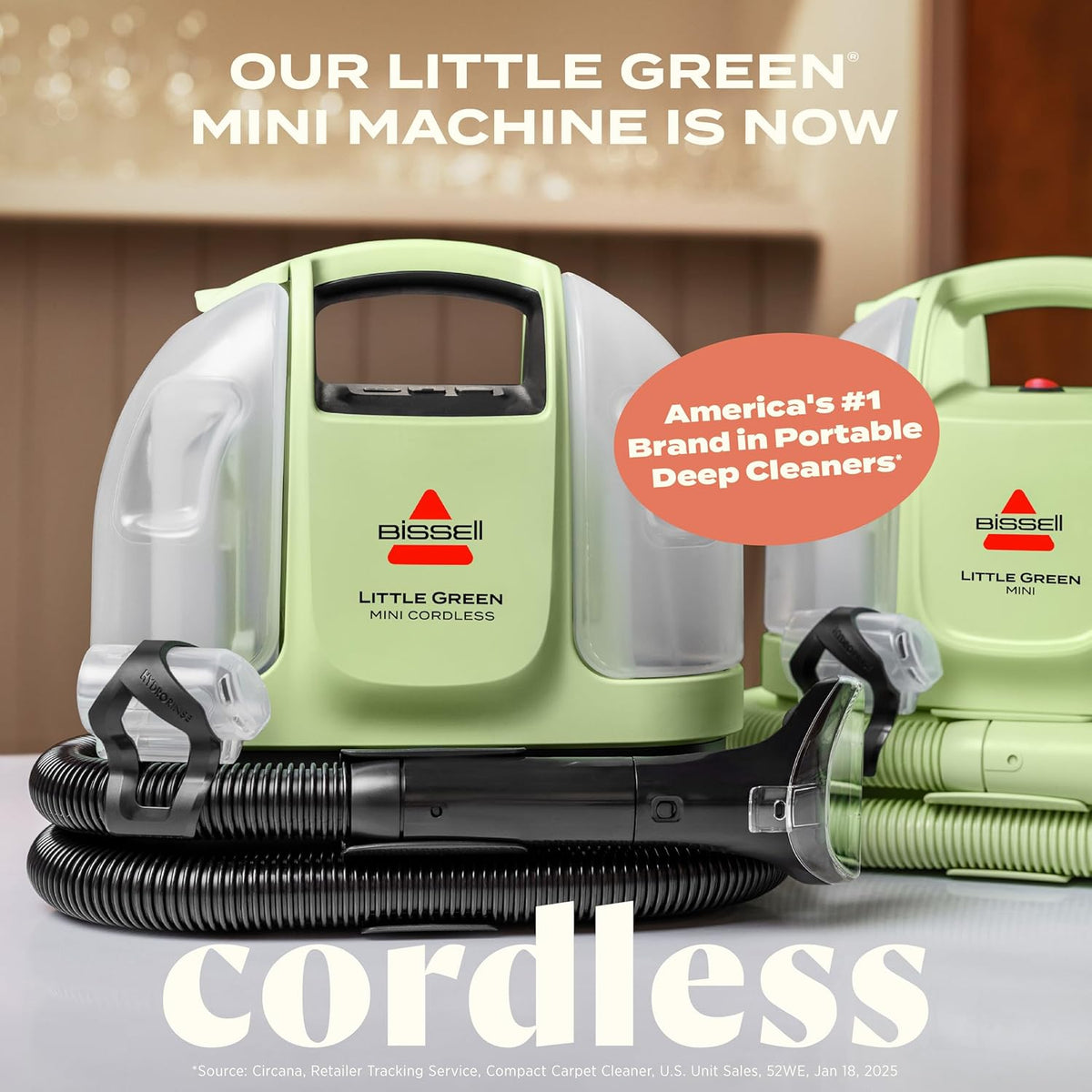 BISSELL Little Green Mini Cordless Portable Carpet and Upholstery Deep Cleaner, Car/Auto Detailer