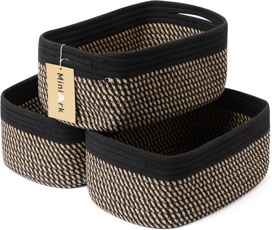 Small Storage Baskets for Organizing | Closet Organizer Bins | Shelf Toy Basket | Woven Rope