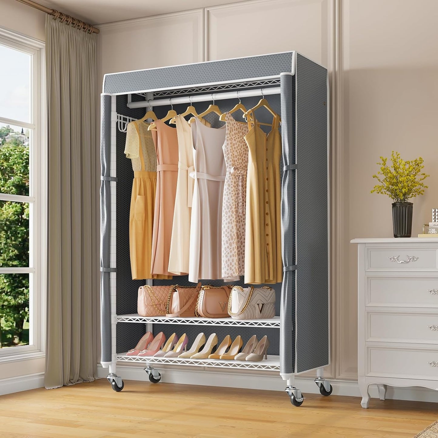 VIPEK R3C Portable Closet with Cover - Heavy Duty Freestanding Clothes Rack with Wheels & Hanging