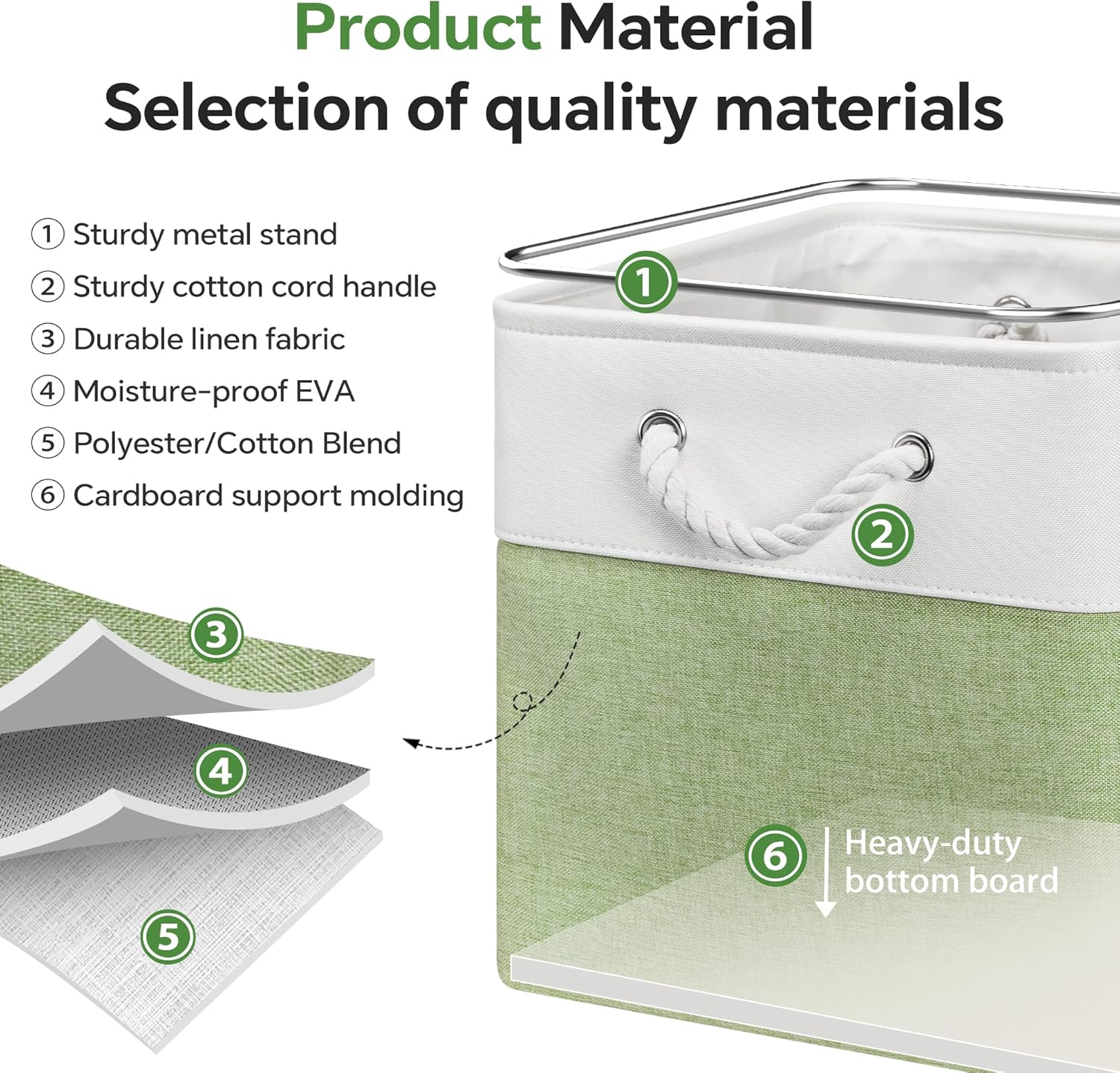 13x13 Inch Cube Storage Bins with Reinforced Bottom Cardboard, 6 Pack Large Collapsible Fabric