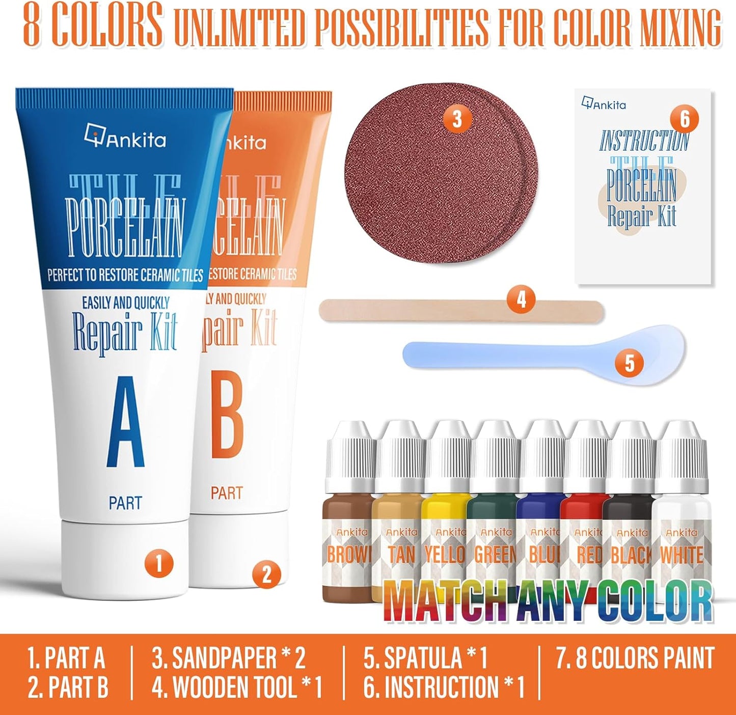 Tile Repair Kit, Ceramic Tile Repair Kit(Color Match), Porcelain Tile Chip Repair Kit with Super