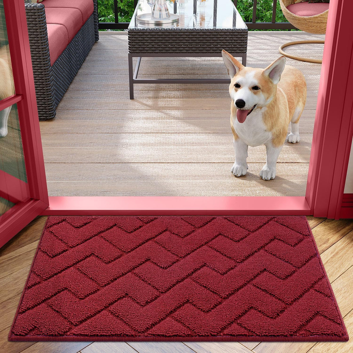 hicorfe Front Door Mat Outside Entrance,20"x31.5" Absorbent Muddy Dirt Resist Welcome Door Mats