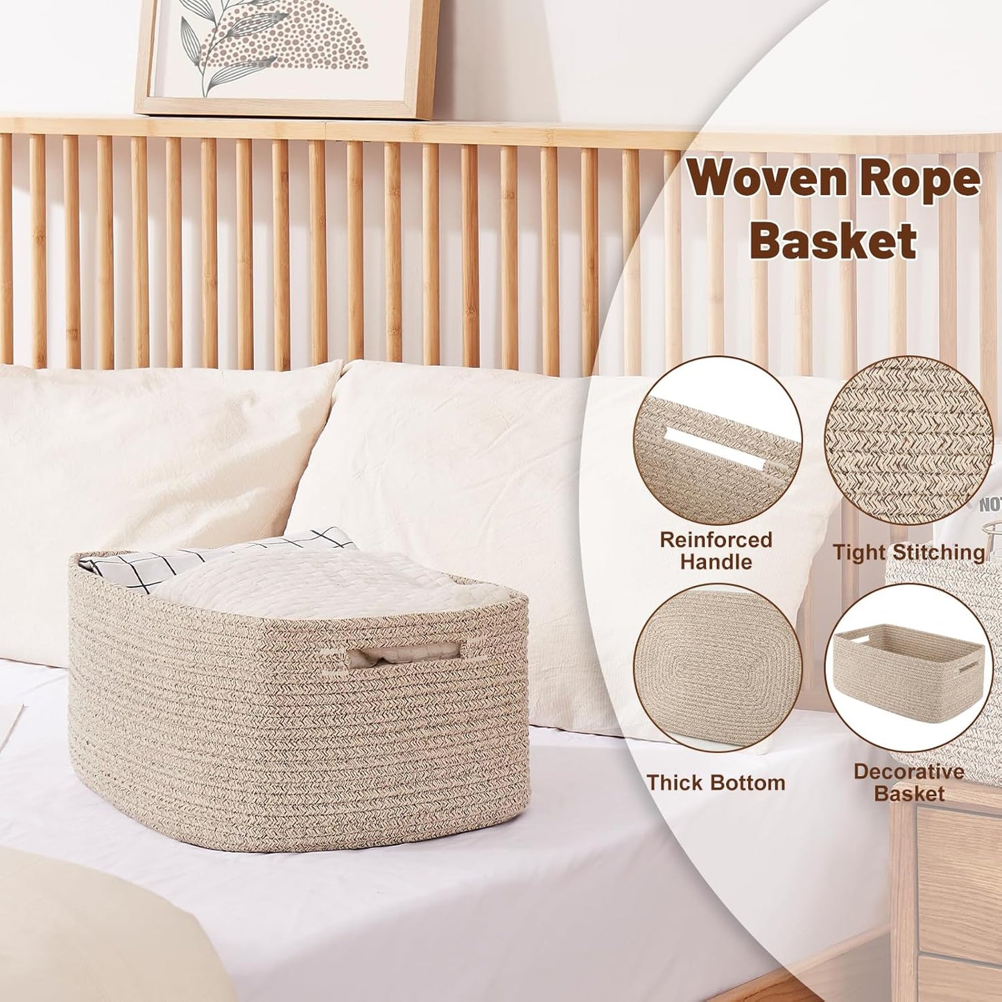 OIAHOMY Storage Basket for Shelves, Closet Cube Storage Bins Baskets for Clothes Blanket Towels