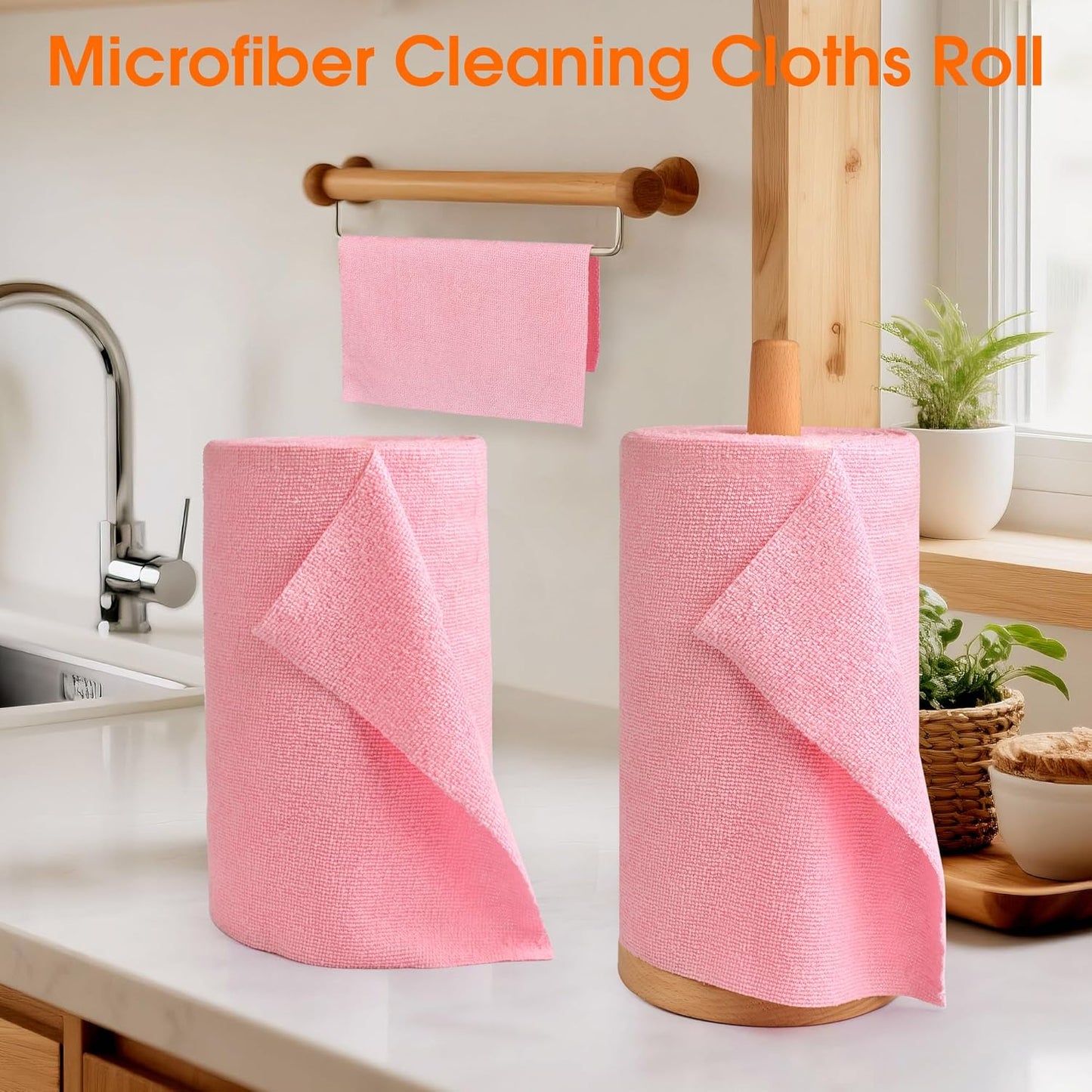 Roll of Microfiber Cleaning Cloth –100 Pack, Tear Away Microfiber Towels, Reusable, Washable