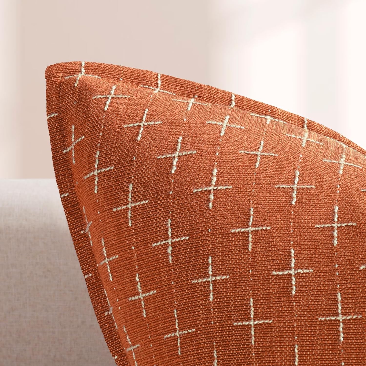 ZWJD Pillow Covers 24x24 Set of 2 Soft Fall Decor Polyester Textured Pillow Covers with Stylish