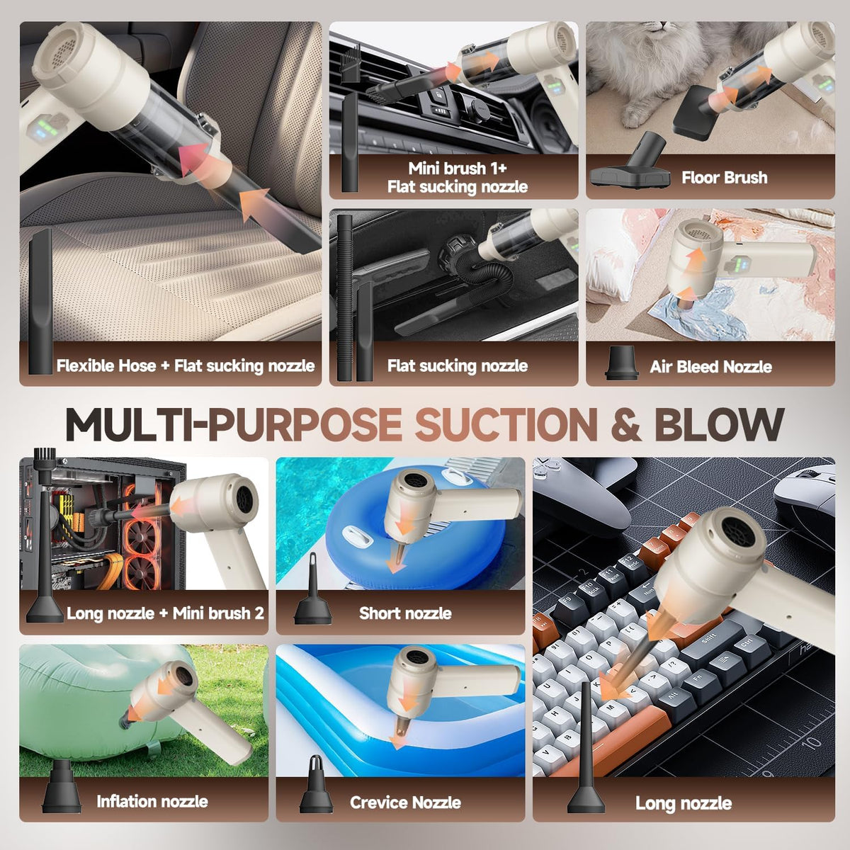 Car Vacuum, Handheld Car Vacuum Cleaner Cordless with Brushless Motor, 20000PA Suction High Power