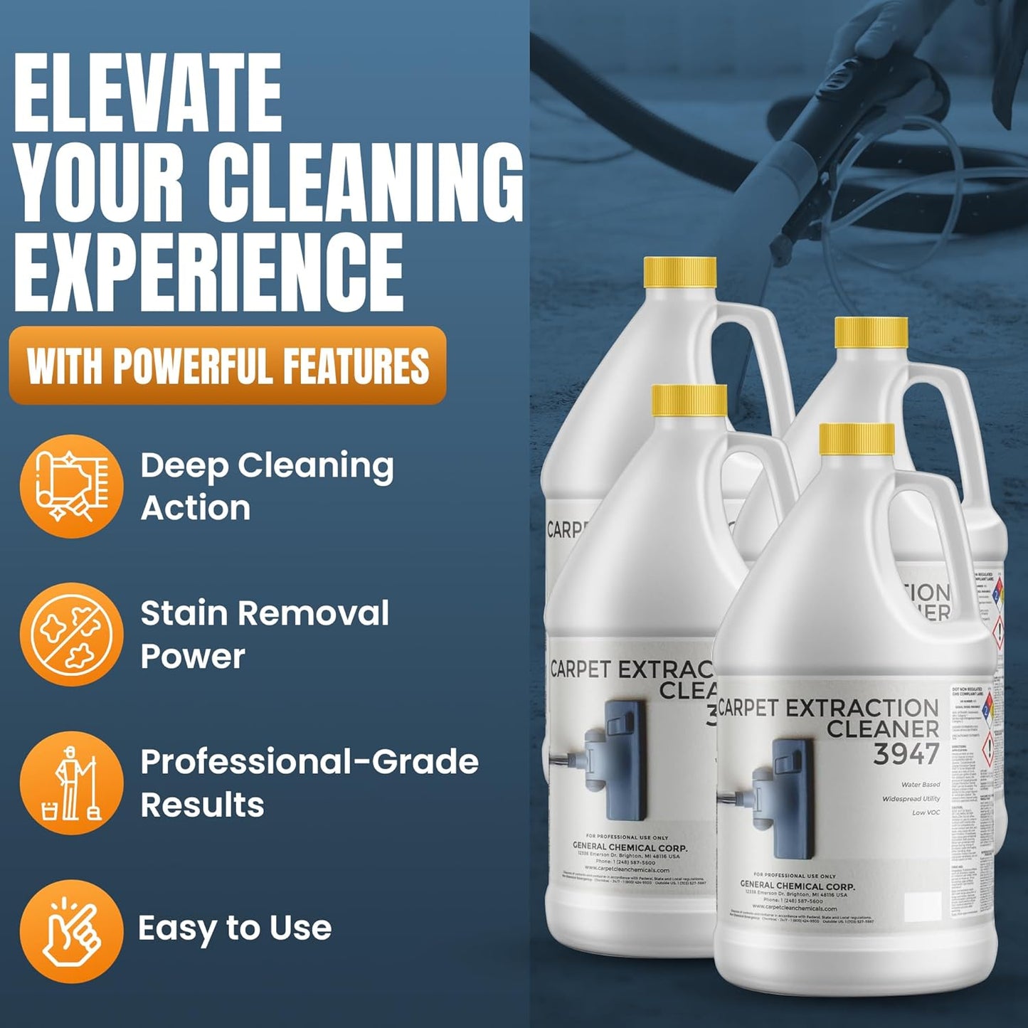 Carpet Extraction Cleaner - Water-Based Professional Deep Clean Carpet Cleaner Solution for Machine