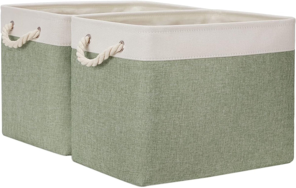 Temary Storage Baskets Fabric Storage Bins for Shelves, 2 Pack Decorative Storage Boxes Canvas