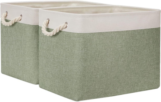 Temary Storage Baskets Fabric Storage Bins for Shelves, 2 Pack Decorative Storage Boxes Canvas