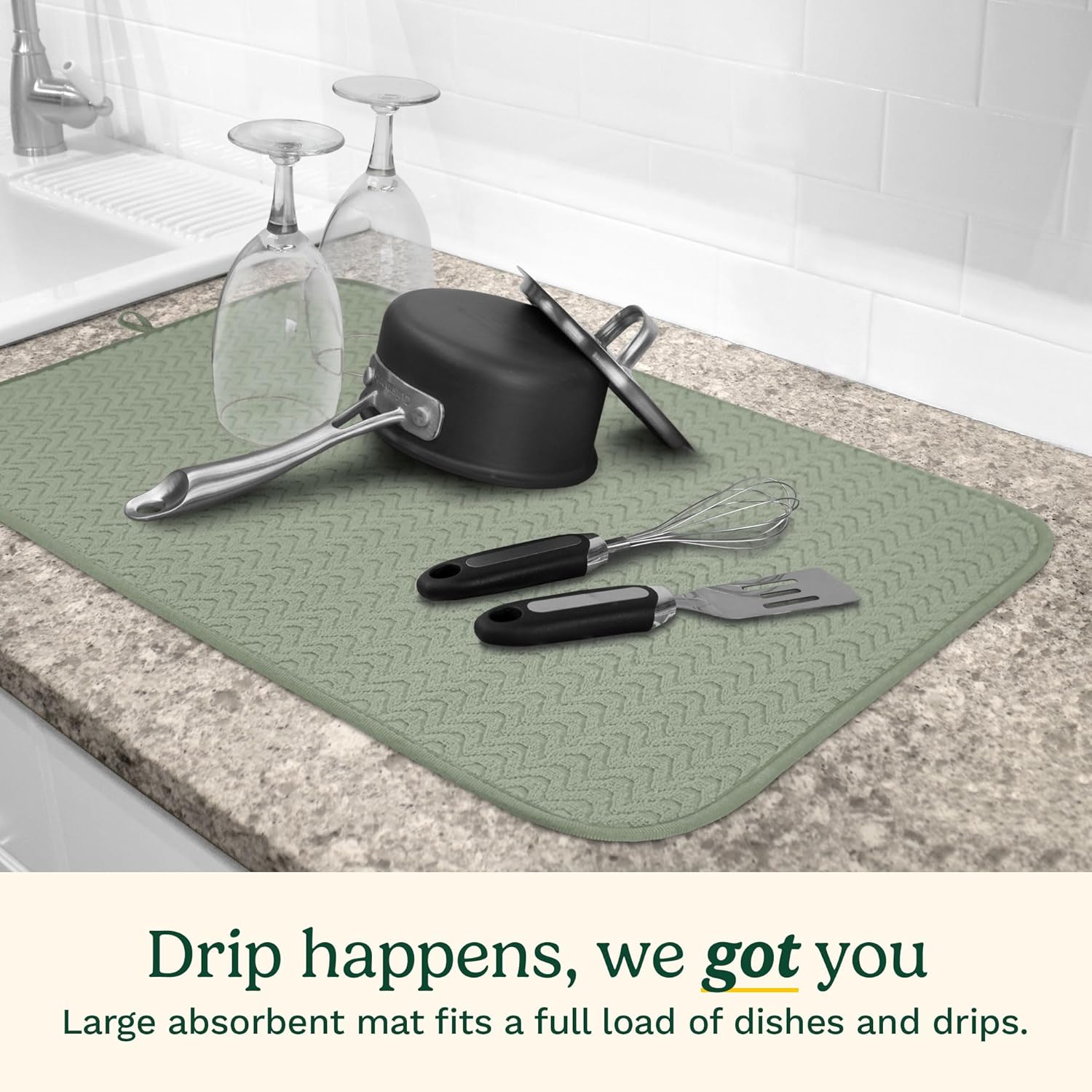 Cuisinart Dish Drying Mats for Kitchen Counter - (2) 18" x 24" Ultra Absorbent Dish Drying Mat XL