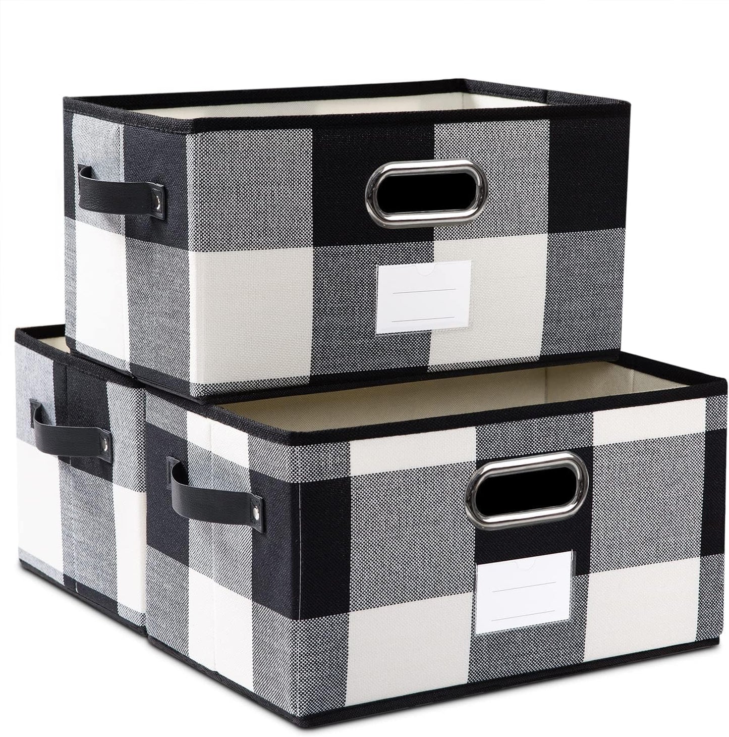 PRANDOM Fodable Storage Bins for Closet [3-pack] Decorative Fabric Storage Baskets Cubes with