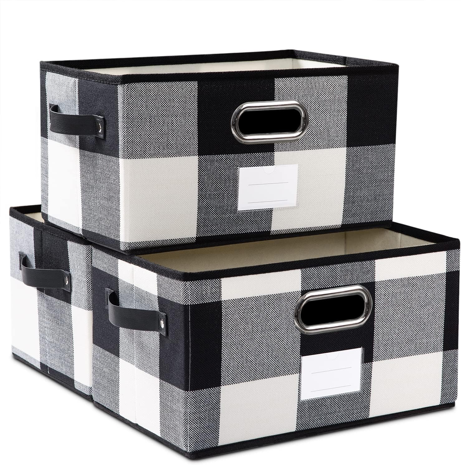PRANDOM Fodable Storage Bins for Closet [3-pack] Decorative Fabric Storage Baskets Cubes with
