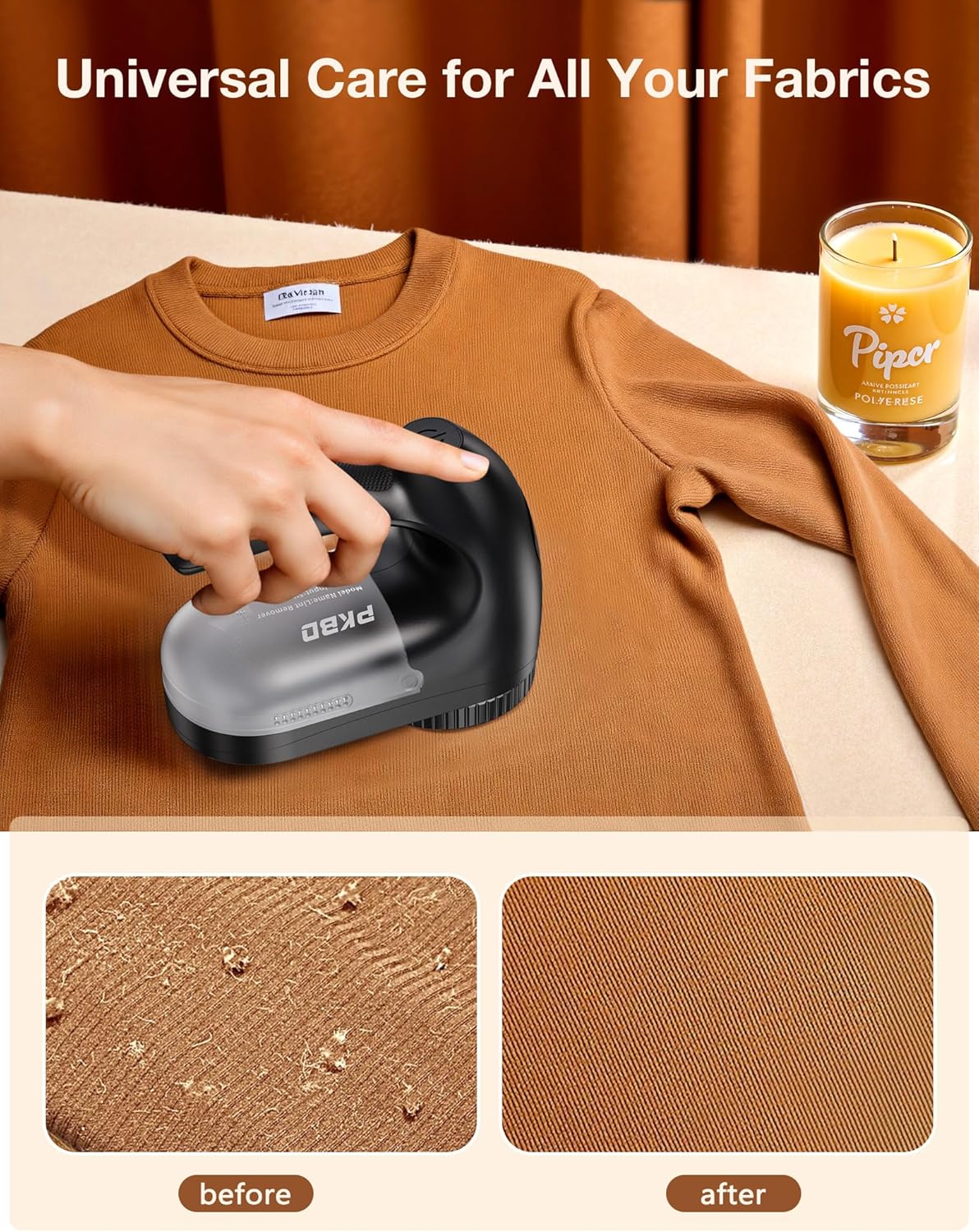 IPX6 Waterproof Washable Electric Fabric Shaver and Lint Remover, Rechargeable Sweater Defuzzer