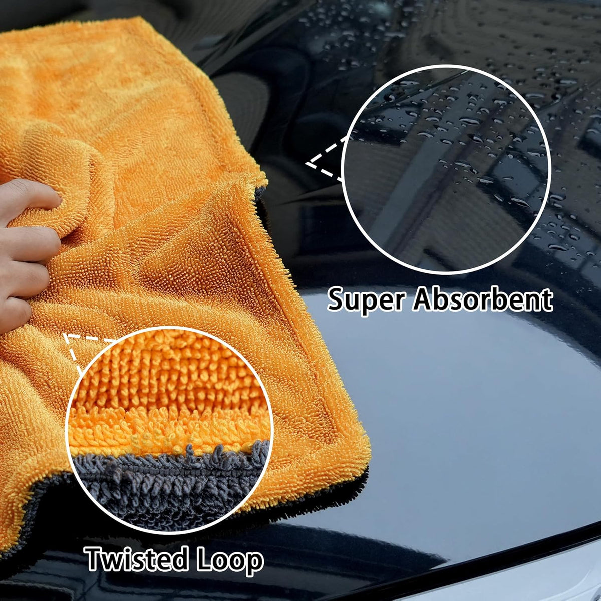 Greenfound Microfiber Towel for Cars, 1000GSM Car Drying Towel, Double Twist Pile & Edgeless