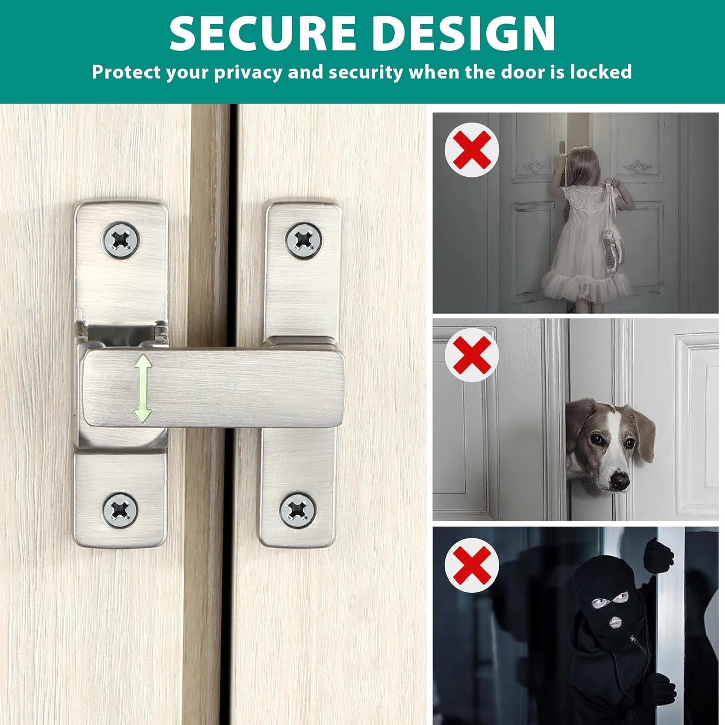 90/180 Degree Flip Latch Gate Latch, Heavy Duty Black Safety Door Lock Enhanced Security Flip Latch