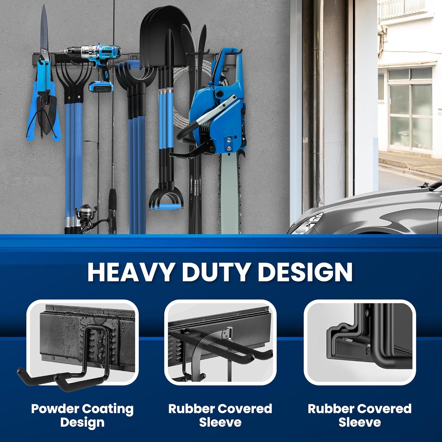 64'' All-Metal Garage Tool Organizer Wall Mount – Heavy-Duty Tool Rack Holds 680 lbs, Adjustable