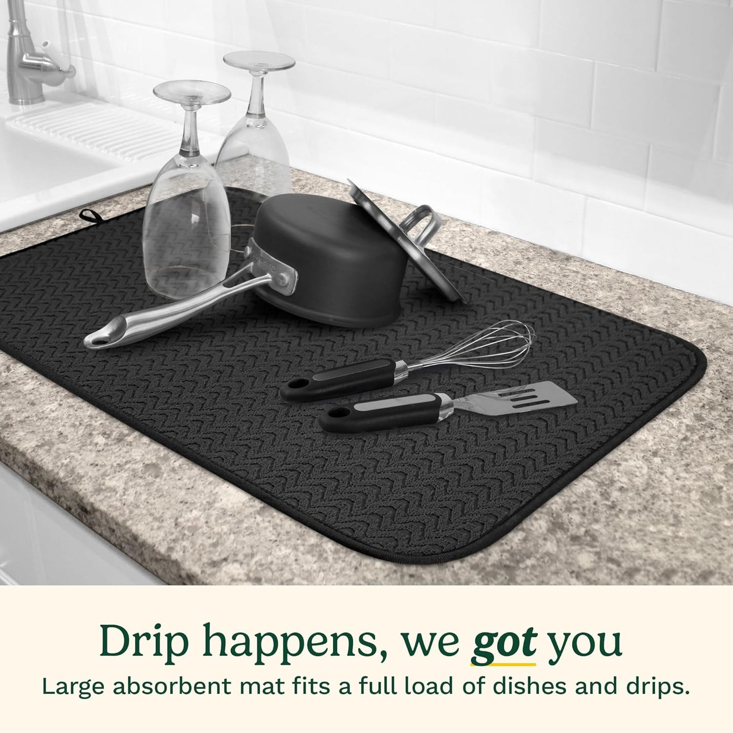 Cuisinart Dish Drying Mats for Kitchen Counter - (2) 18" x 24" Ultra Absorbent Dish Drying Mat XL