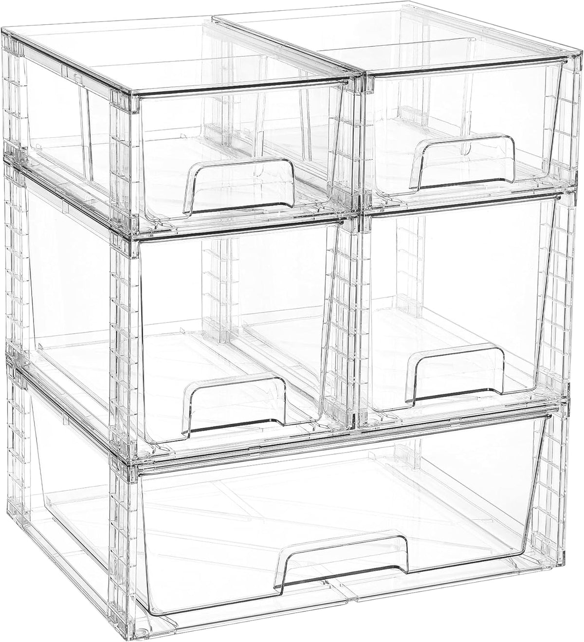 Vtopmart Clear Stackable Storage Drawers Set of 5, Easily Assemble Acrylic Bathroom Undersink