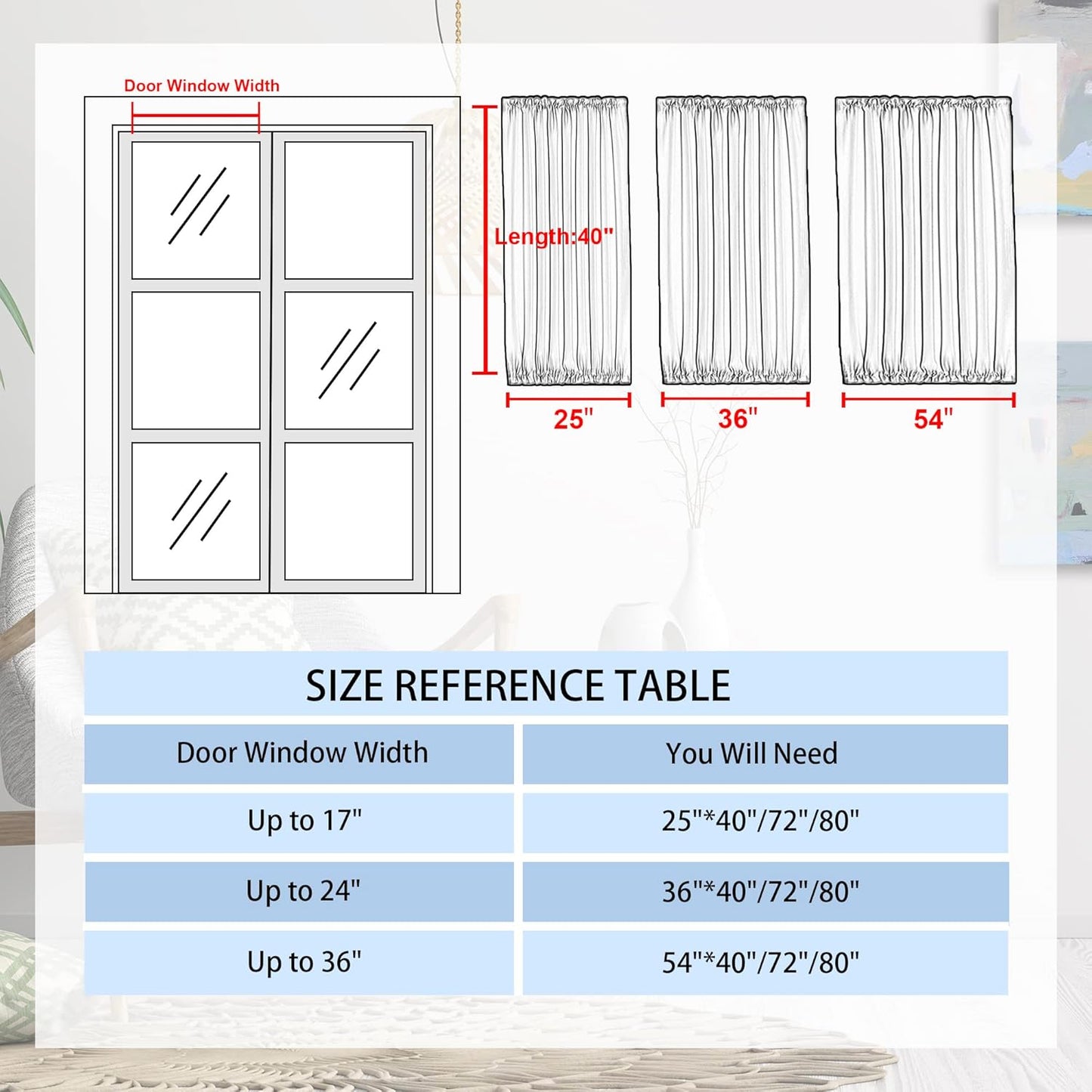 DWCN French Door Curtains – Rod Pocket Thermal Curtain for Doors with Glass Window, Kitchen and