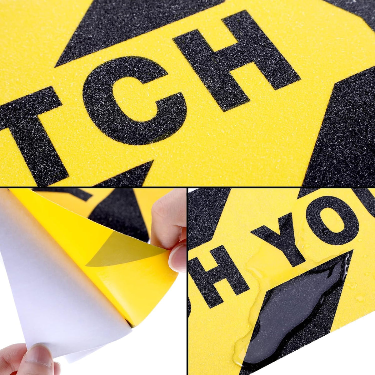 Boao 12 Pieces Watch Your Step Stickers Sign 6 x 24 Inch Caution Watch Your Step Floor Decals
