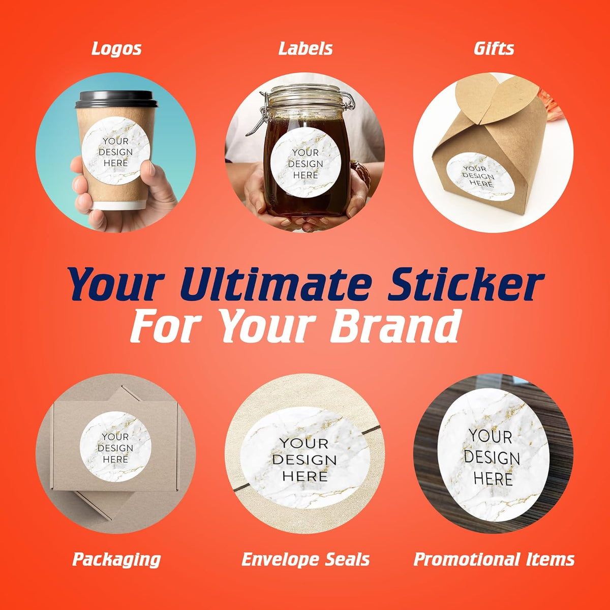 100 Custom Vinyl Stickers - Upload Your own Image, Text, Design, Logo - Personalized Logo Labels