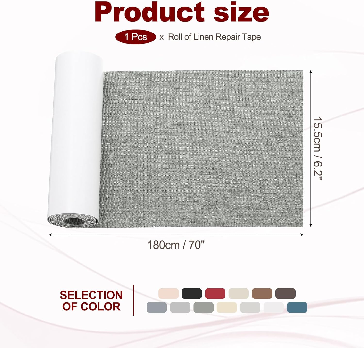 PATIKIL 70x6.2 Inch Linen Repair Tape, Repair Fabric Patch Self Adhesive Couch Patch Line Repair