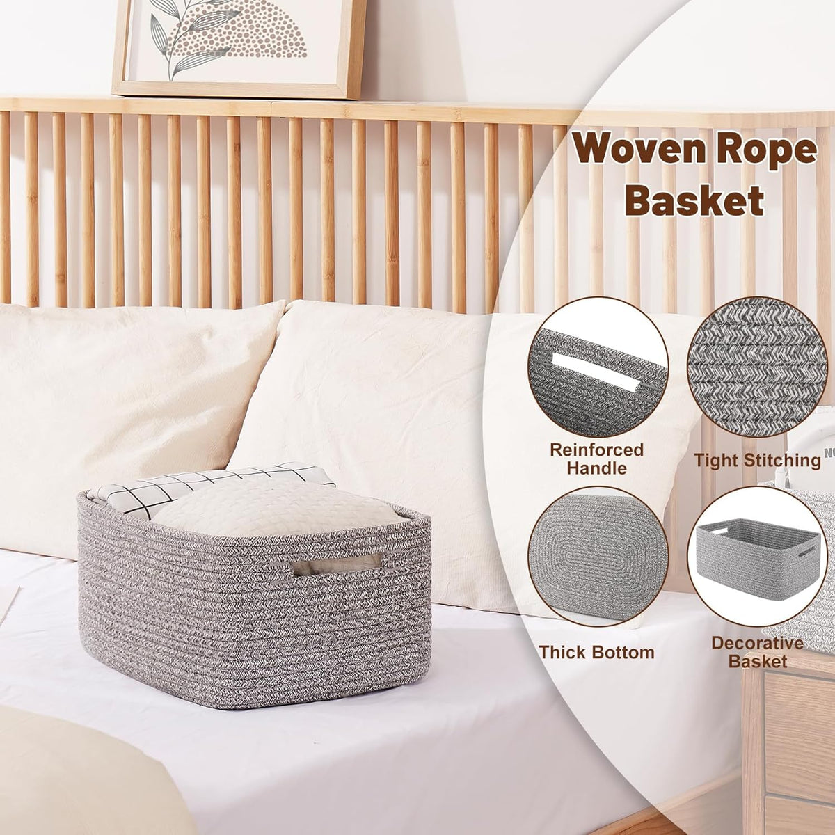 OIAHOMY Storage Basket for Shelves, Closet Cube Storage Bins Baskets for Clothes Blanket Towels