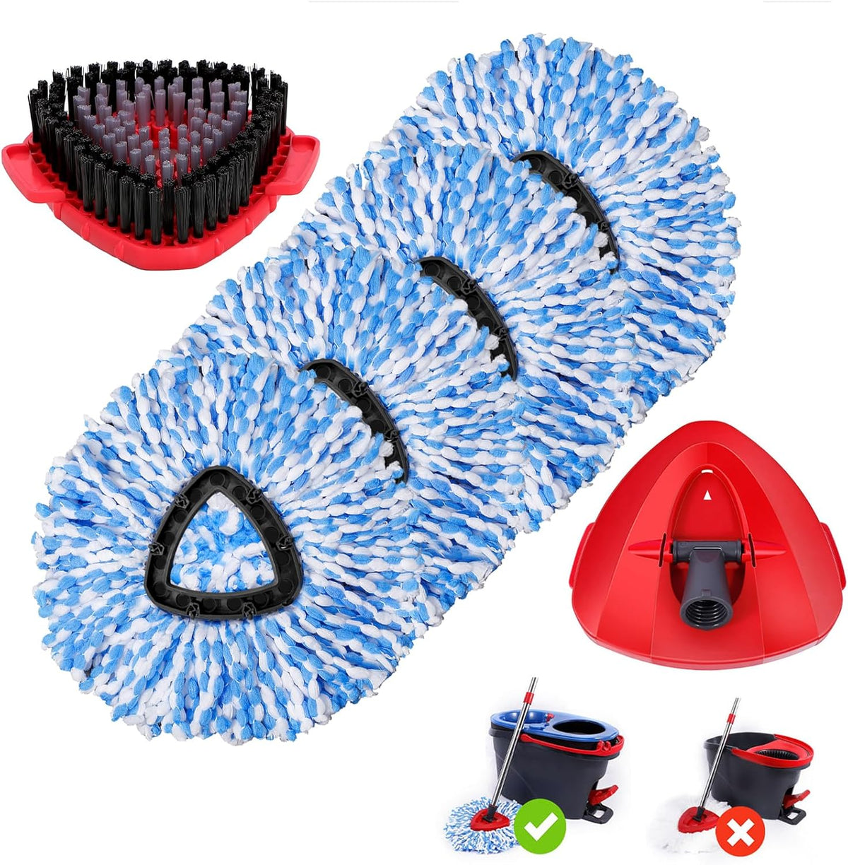4 Pack Spin Mop Replacements Heads Compatible for Oceda RinseClean 2-Tank System,Microfiber Spin