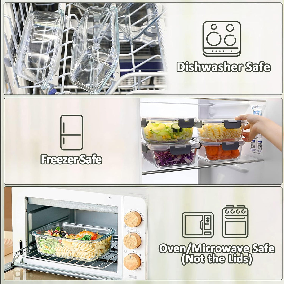 M MCIRCO [80 oz & 36 oz Extra Large Glass Food Storage/Baking Containers Set with Lids, 2 Pack 80