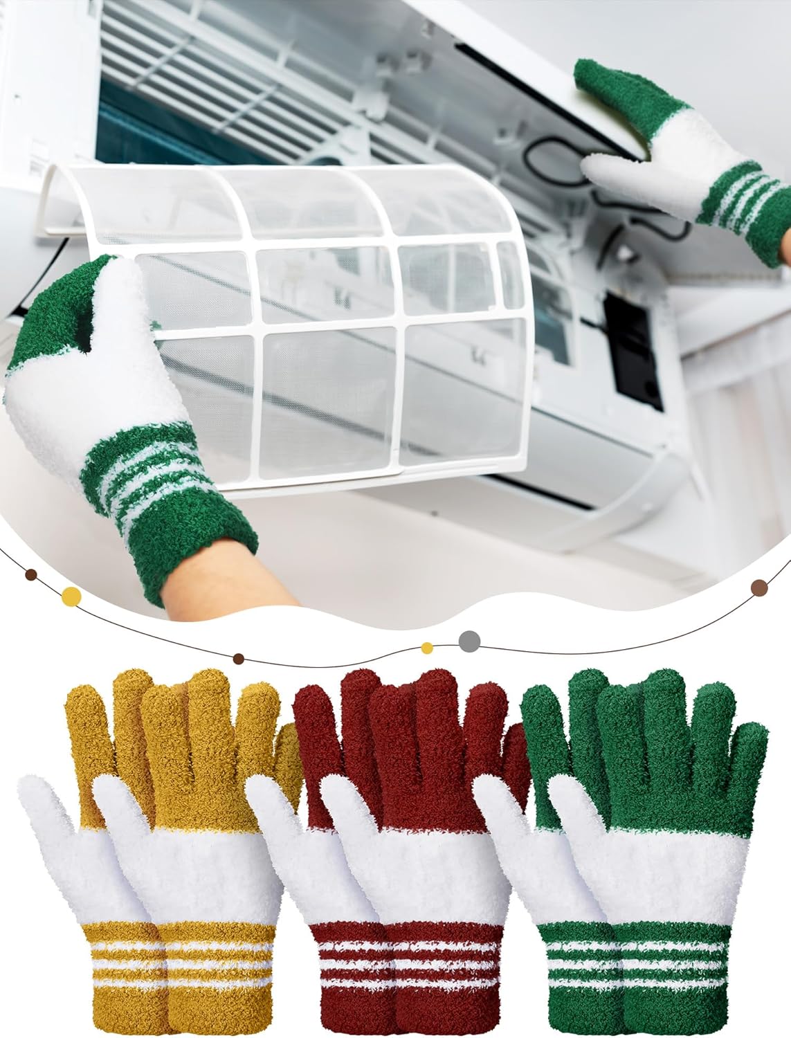 Patelai 3 Pairs Microfiber Plant Dusting Gloves Leaf Cleaning Gloves for Indoor Plants, Blinds