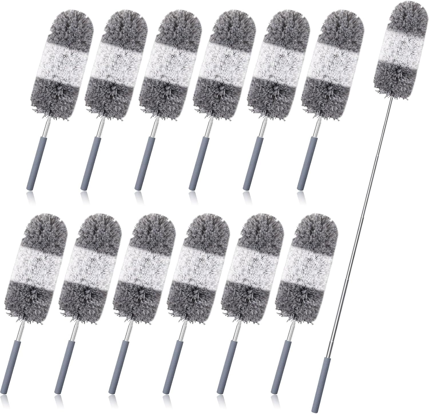 Tanlade 12 Pcs Microfiber Feather Duster for Cleaning 13-31 Inch Extendable Cobweb Dusters Ceiling