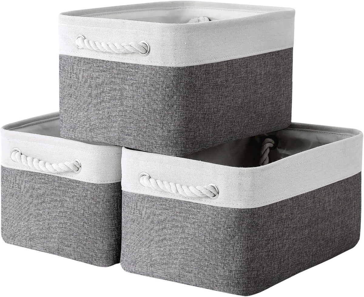 TheWarmHome Storage Basket for Organizing - 15.7x11.8x8.2 inch Large 3 Pack Collapsible Storage