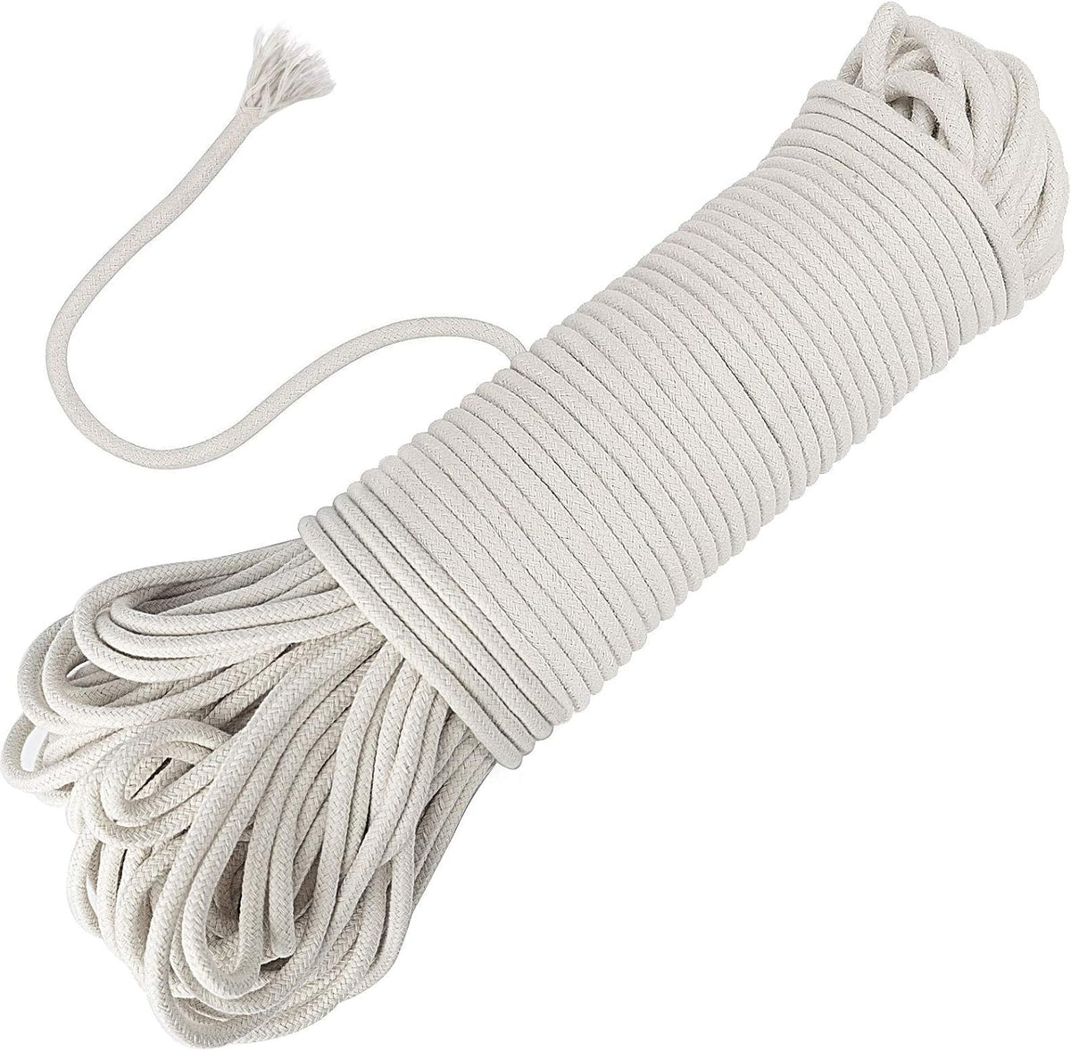 164 Feet 1/4 Inch White Natural Cotton Rope, Cotton Clothesline Rope, All-Purpose Craft Rope for