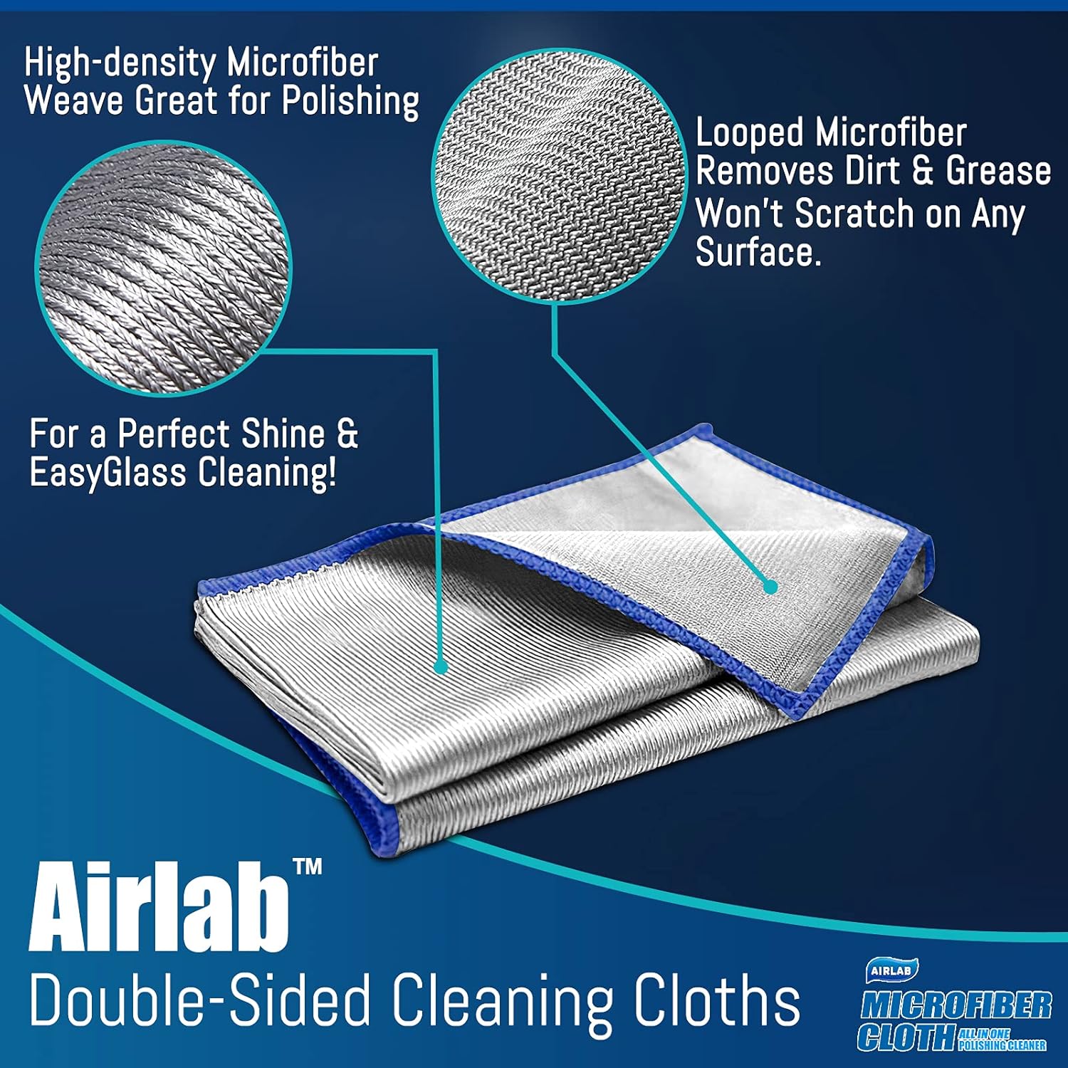 Streak Free Miracle Cleaning Cloth Easy Clean Pack of 8-12" x 16" Microfiber Dish Cloths Glass