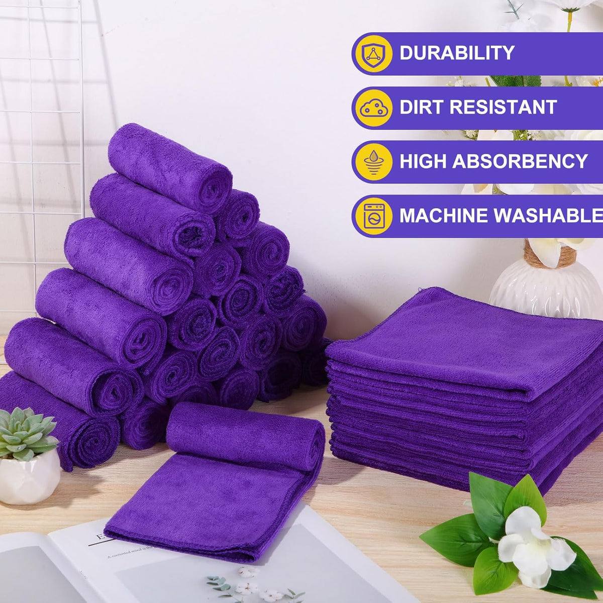 Nuenen Microfiber Cleaning Cloths for Cars 16 x 16 Inch Ultra Absorbent Car Towels Drying Reusable