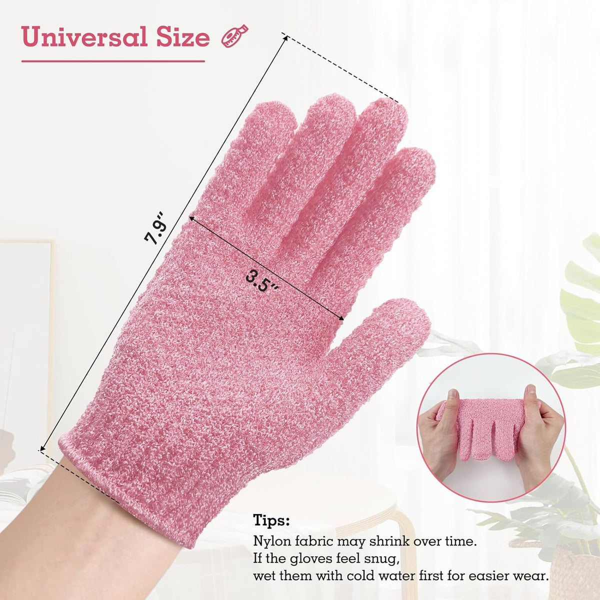 Evridwear Exfoliating Gloves for Shower, 100% Nylon Thick Soft Medium Heavy Bathing Gloves Dead