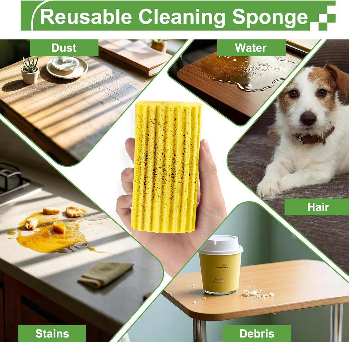 4-Pack Damp Clean Duster Sponge, Sponge Cleaning Brush, Duster for Cleaning Blinds, Glass