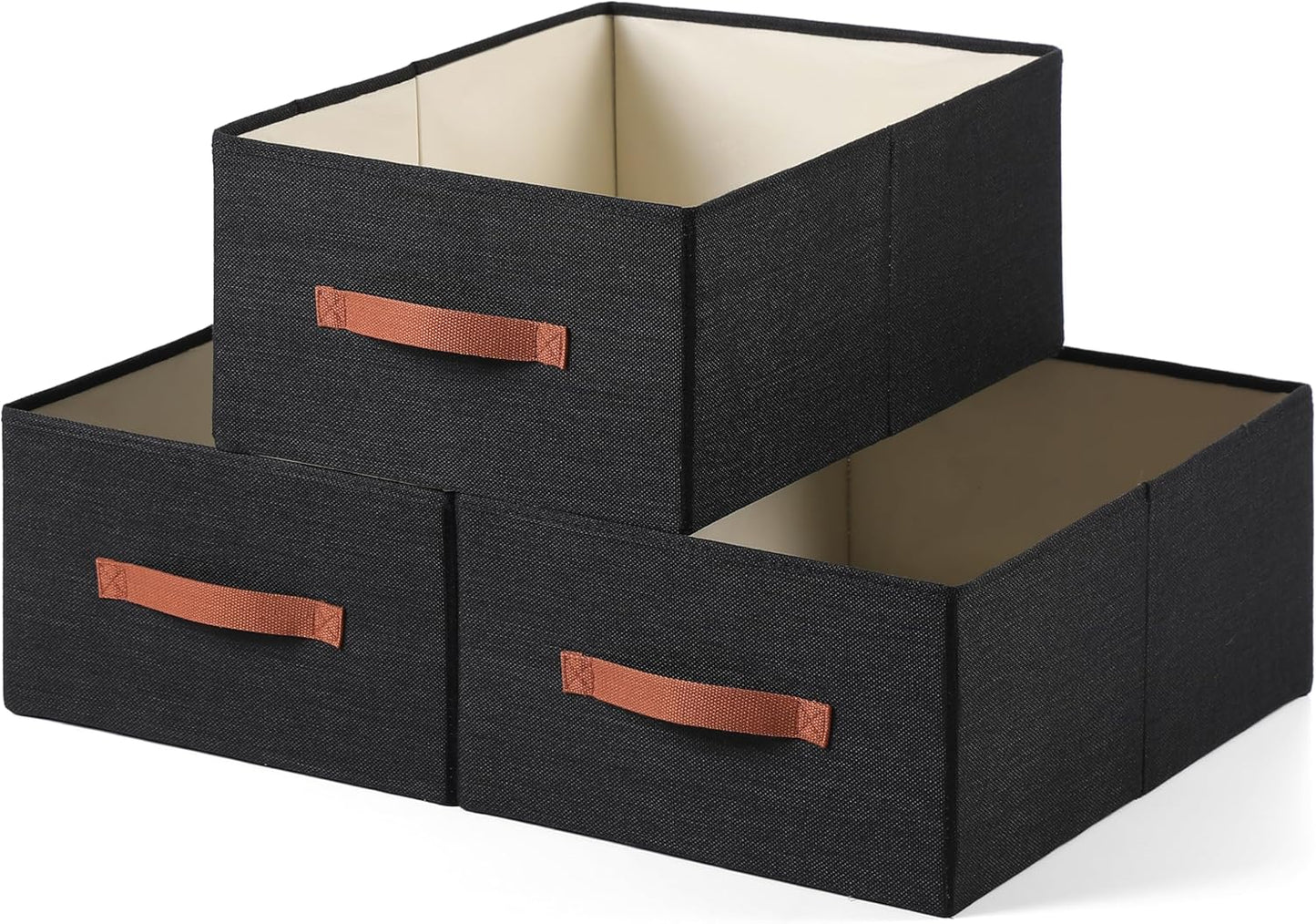 linen closet organizers and storage, 3 Pack Large Storage Baskets, Washable, Clothing Storage Bins