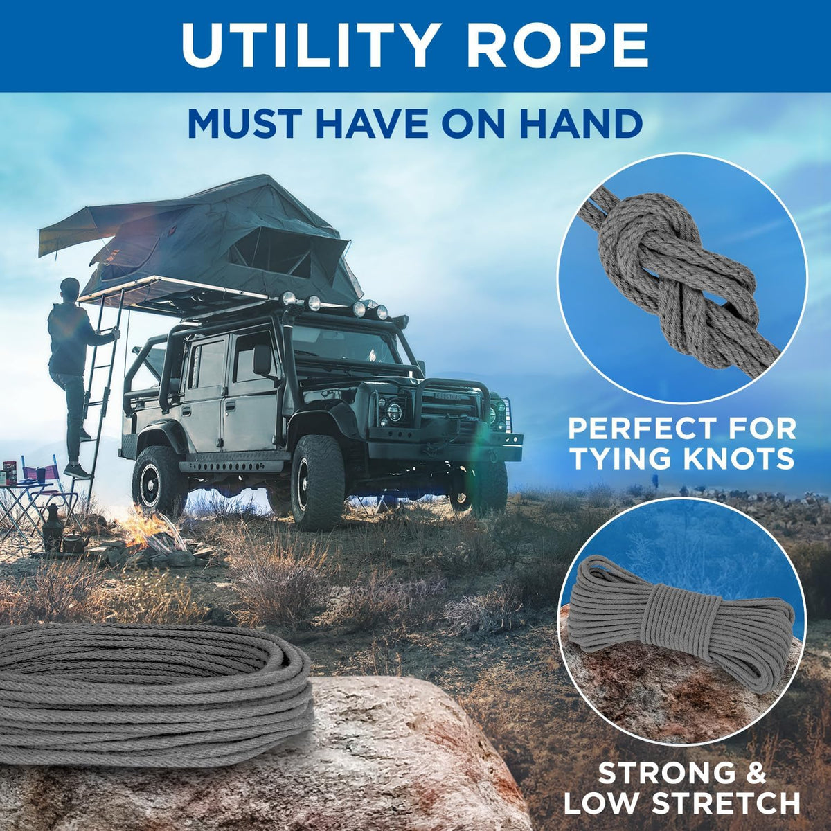 TECEUM Cotton Rope 3/16” (5 mm) – 100 FT – Strong All-Purpose Braided Rope – Natural Cotton – for