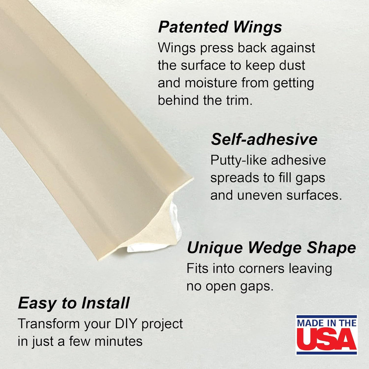 InstaTrim New & Improved Caulk Trim -10ft Ivory 3/4" Wide Caulk Tape - Adhesive Trim with Many Uses