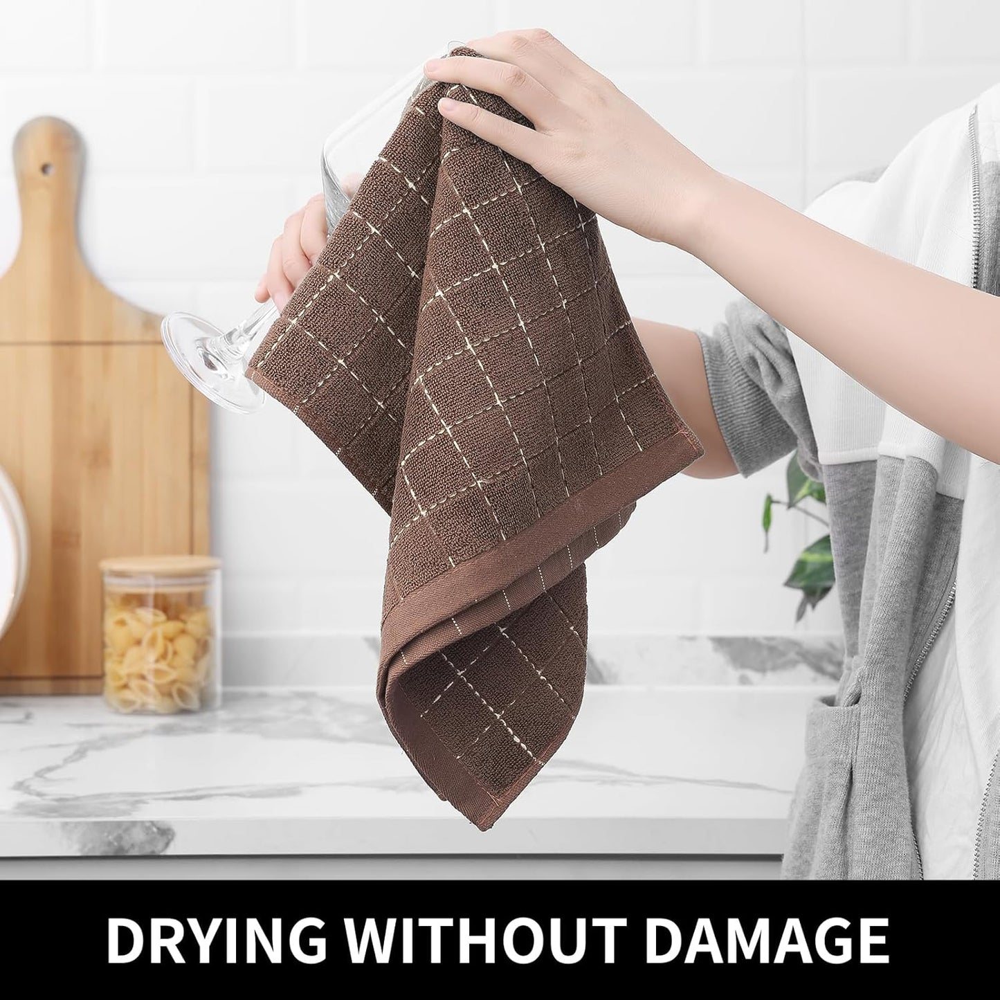 Homaxy 100% Cotton Terry Kitchen Dish Cloths, Ultra Soft and Absorbent Dish Towels for Kitchen