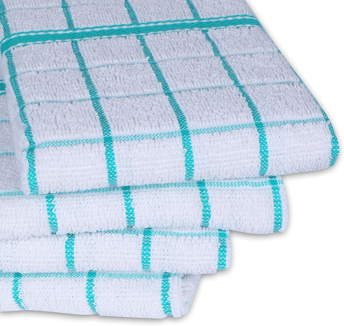 AMOUR INFINI Terry Cotton Kitchen Towels 4-Pack - Large 18 x 28 Inch, Absorbent & Soft Dish Towel