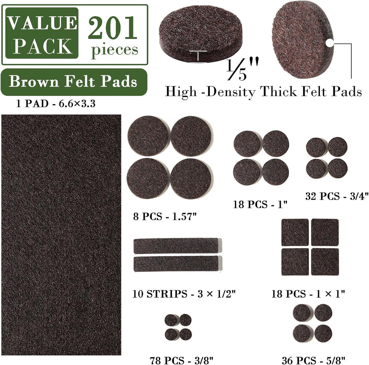 Fursafe&Q Felt Furniture Pads for Hardwood Floors -Self Adhesive Felt Chair Leg Pads，Furniture Feet