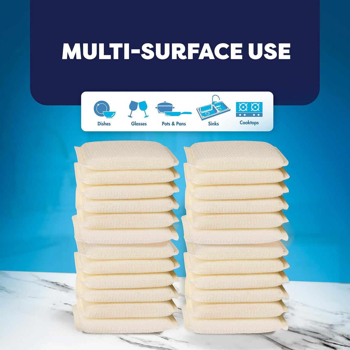 24 Pack Scrub Sponges Kitchen by SCRUBIT, Multi-Purpose Scouring Pads, Non-Scratch Cleaning Sponges